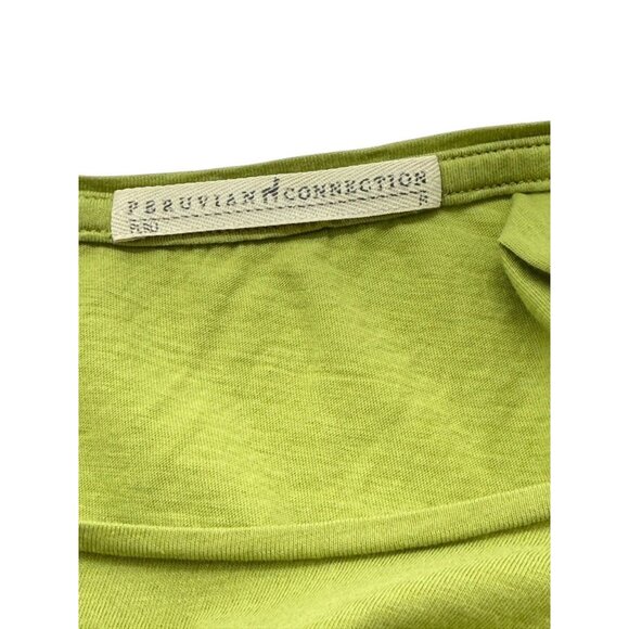Peruvian Connection Women’s Carmel Top 100% Pima Cotton T-Shirt Green EUC Size S - Picture 4 of 6